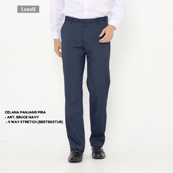 DISKON Lawell Celana Panjang Pria Regular Fit Formal Celana Kerja Tekstur Halus Bernard, Paul,