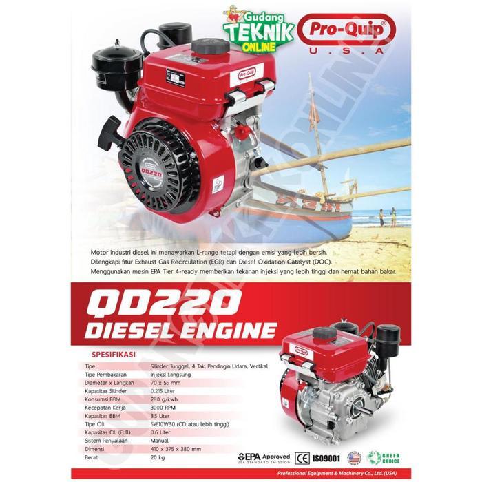 Engine Penggerak DIESEL 9HP PROQUIP QD220 9PK / Mesin Penggerak Serbaguna Solar Diesel Ketinting Mes