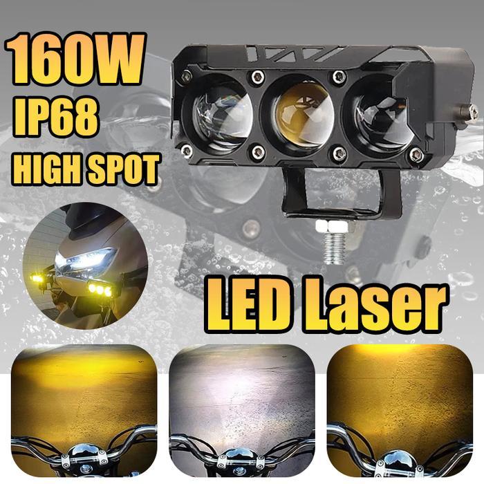 Lampu Tembak Led Laser Lampu Sorot Tembak Mobil Lampu Led Tembak Sorot 3 Mata Laser Gun Putih Kuning