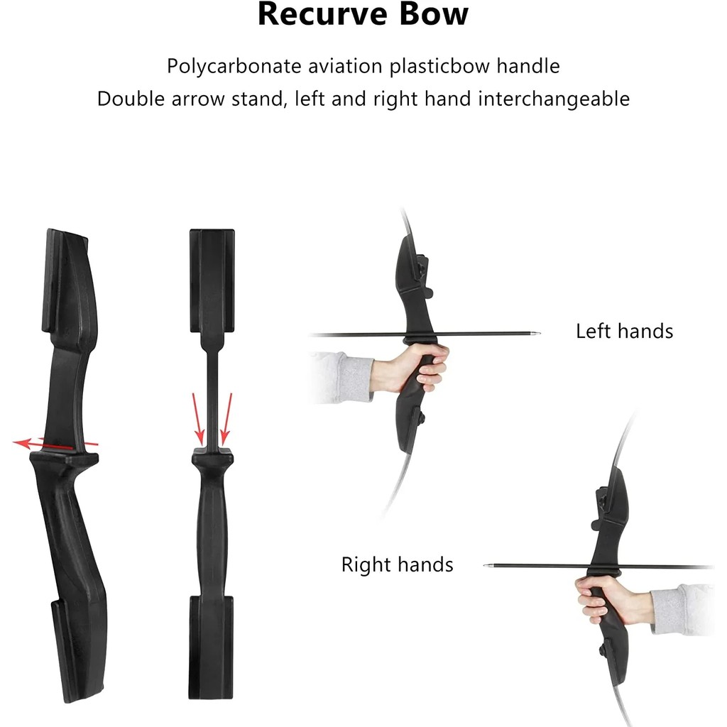57'' Recurve Bow Right Left Hand Universal Take Down Bow for Beginner Archery Practice Hunting Game