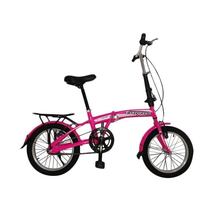 Sepeda Lipat Evergreen 16 inch - Pink Gratis Ongkir