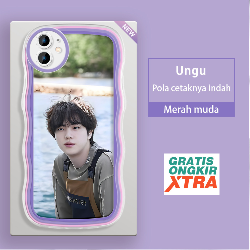 Casing HP Apple iPhone 12 13 14 Plus Mini Pro Max  Pola BTS Jin  warna-warni gelombang batas Case je