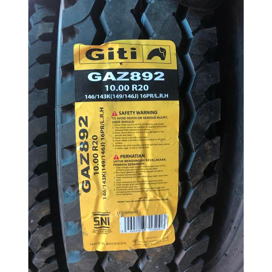 Ban Truk Giti GAZ892 1000 20 16pr 10.00 20 Radial Kawat 1000-20 - KIRIM BAN