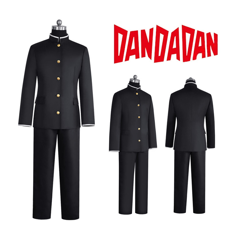 Anime Ken Takakura Cosplay Costume Dandadan School Uniform Glasses Black Jacket Gakuran Outfit Women