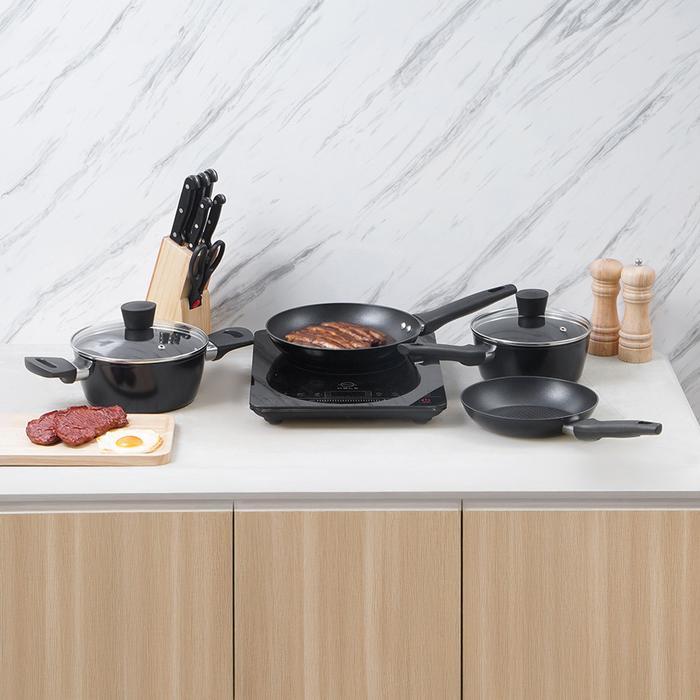 JMP Cooking Color Set 6 Pcs Levi Perlengkapan Masak - Hitam Cookware Set Set Wajan Peralatan Masak