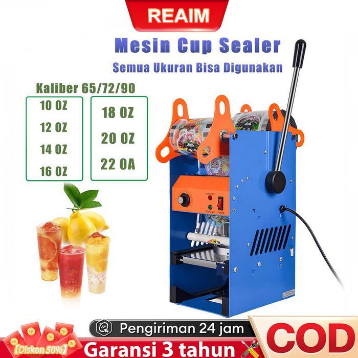 REAIM Cup Sealer Mesin Press 8-26 Oz Original Mesin Cup Sealer [Semua Ukuran Cup] Mesin Press Gelas