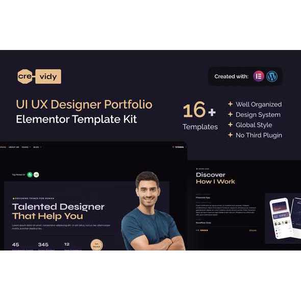 Crevidy – UI UX Designer Portfolio Elementor Template Kit