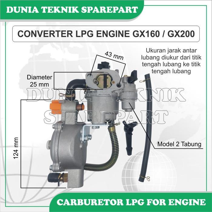 GX160 GX200 KARBURATOR GAS LPG MESIN / POMPA ALKON / CONVERTER LPG