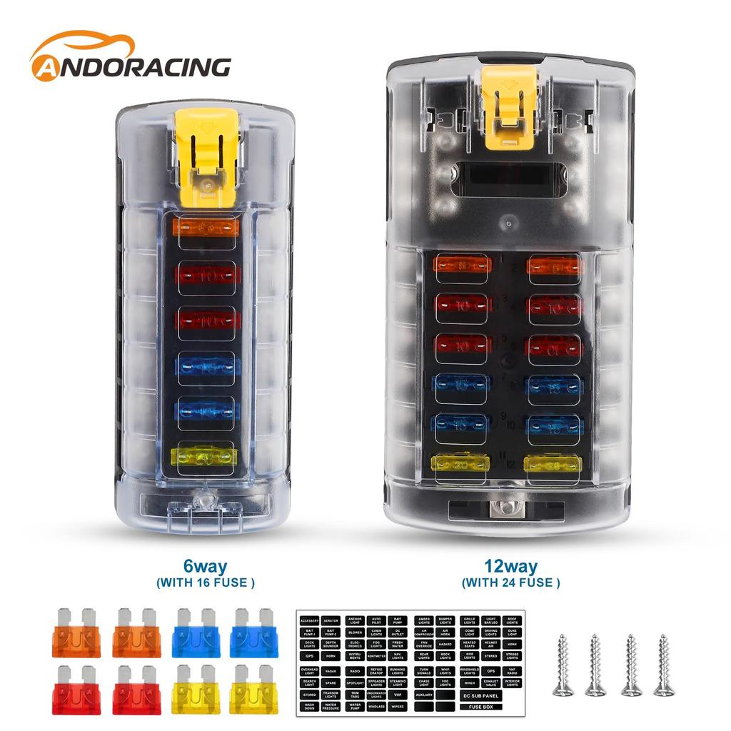 PROMO   6/12 Circuit Car Boat Blade Fuse Box Block Holder LED Indicator 12V 32V Auto Marine Waterpro