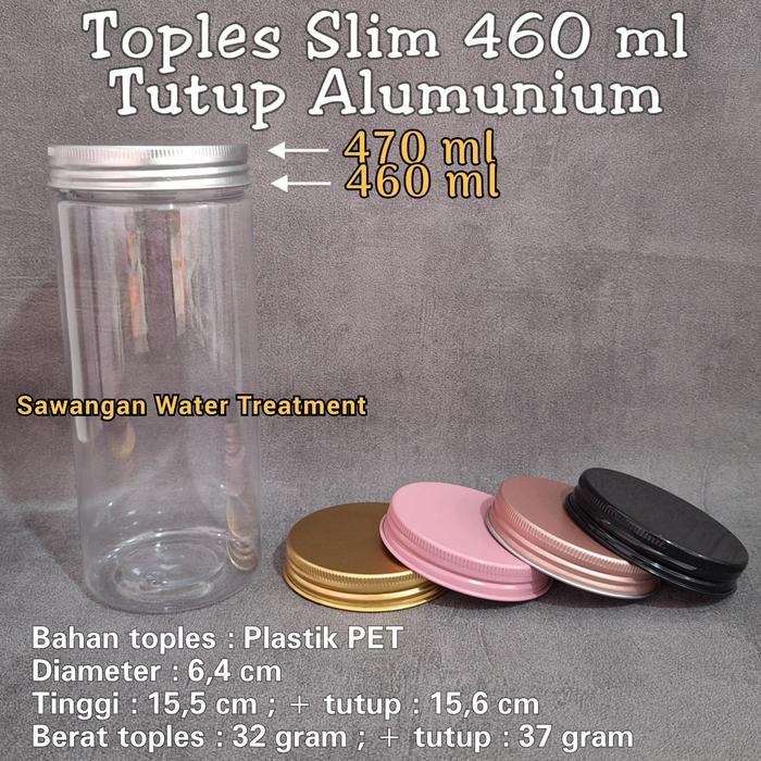 Toples Slim 460 ml Tutup Alumunium / Toples Tabung Slim Tutup Alumunium