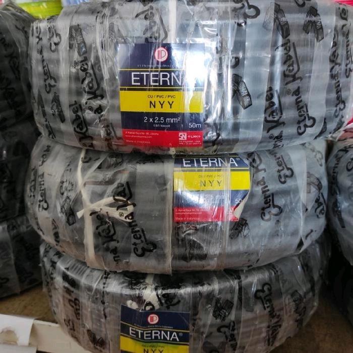 Kabel Listrik ETERNA NYY 2X2,5 Kabel Kawat Tembaga Isi 2 Warna Hitam Kabel Outdoor 50 M Meter 1 Roll