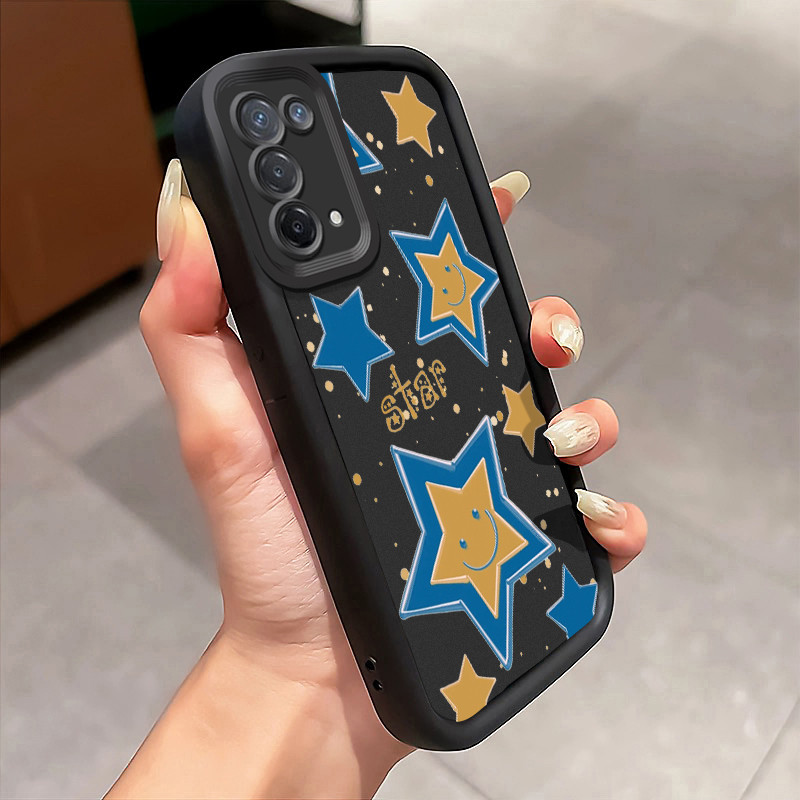 Casing Hp Untuk OPPO A74 A95 F19 F19s Case Smile Star Kasing Anti Guncangan Cesing Kesing Silikon So