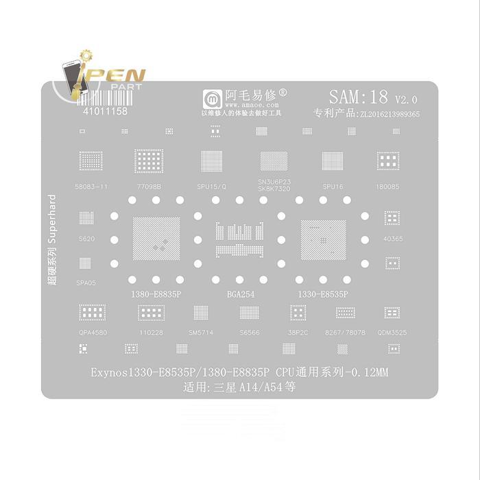 Plat Cetakan Exynos1330 Sam18 Sm5714 Amaoe Bga Stencil Original E8835P E8835