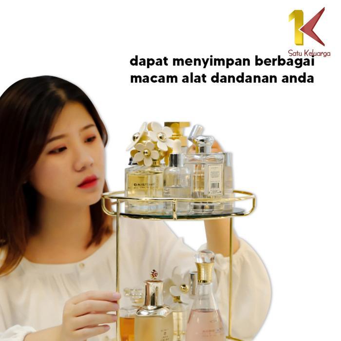 [Cod] Sk K134 Rak Kosmetik Bulat 2 Tingkat Putar 360 Derajat Tempat Penyimpanan Riasan Multifungsi