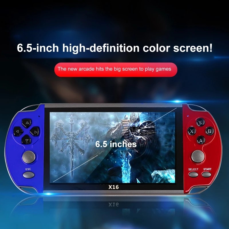 Retro Handheld Game Console 6.5 Inch Display 8GB Pocket Portable X16 Game Console With Built-in 6800