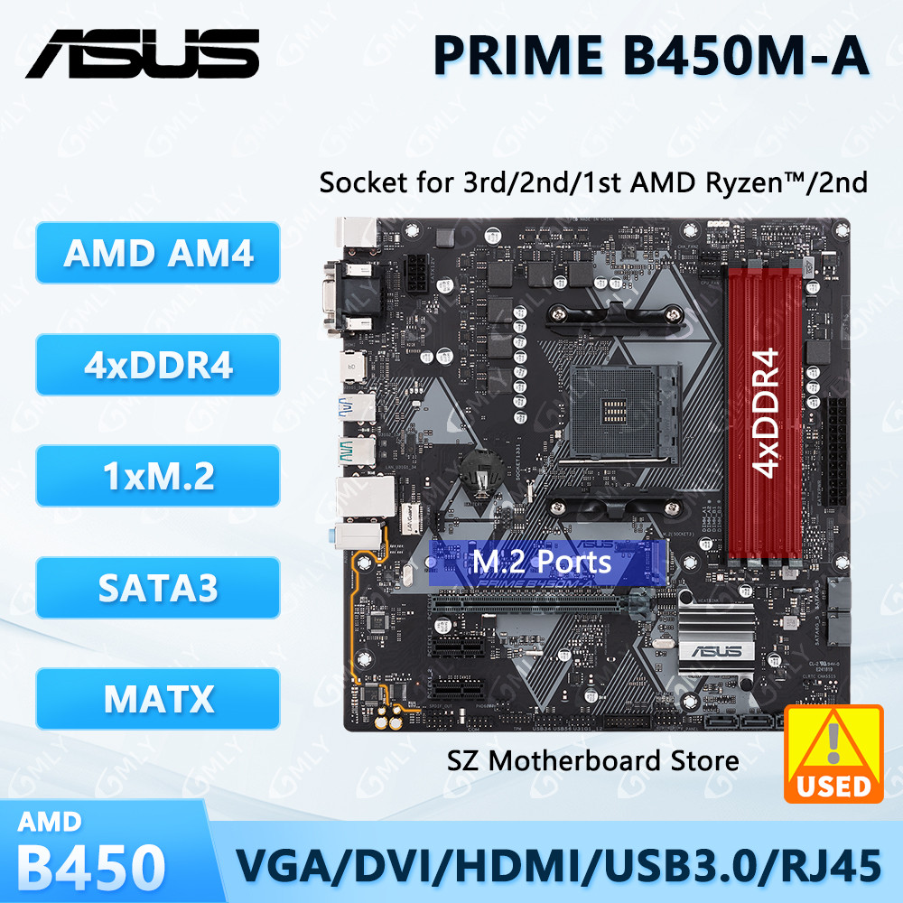 PRIME B450M-A Motherboard AMD B450 AM4 Socket Support Ryzen 5 5600X 5600 7 5800X3D 3 3300X 9 5900X