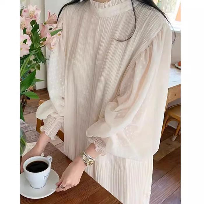 Best Seller Long Dress/ Gaun Muslim Cream Simple Wanita Style Korea Big Size Gamis Maxi Pesta Fairy