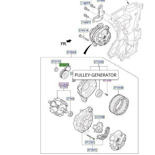 Pulley Pully Dinamo Alternator Hyundai I10 Grand I10 37320 04610