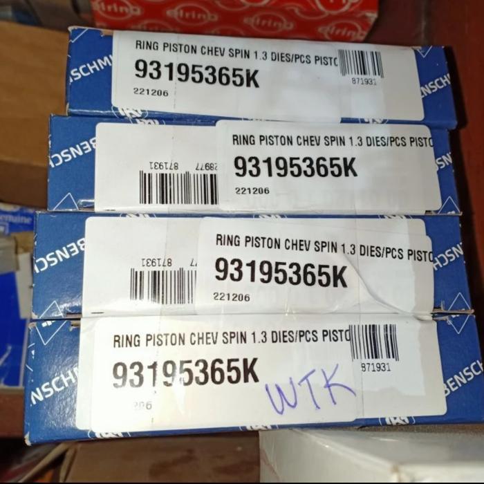 Ring Piston Seher Std Chevrolet Spin Diesel 1.3 1300 Cc Germany