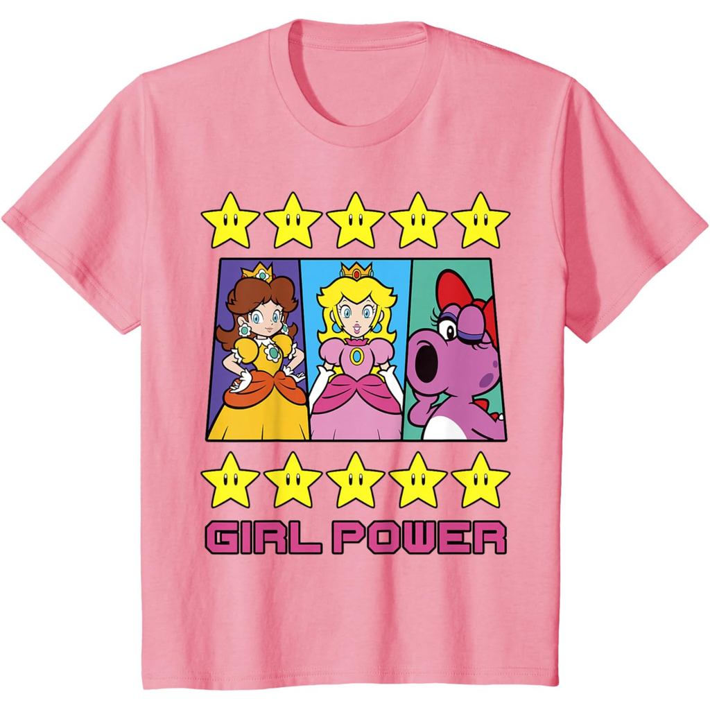 Amber's Kaos Anak dan Dewasa 24s Super Mario Daisy Peach Birdo Girl Power Poster T-shirt Catton Comb