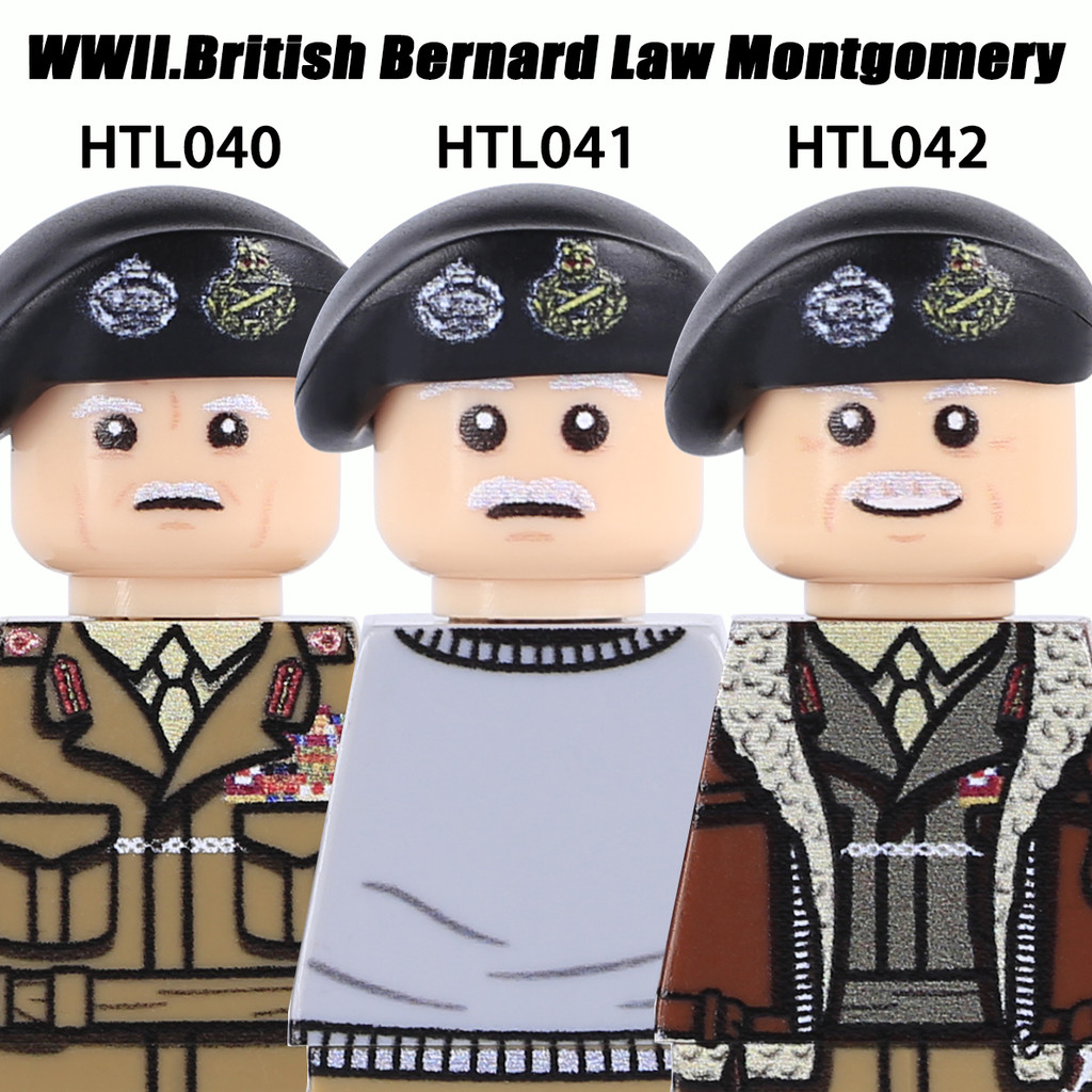 MOC WW2 Military British Marsha Figures Soldiers Army Infantry Officer Building Blocks Cap Bricks