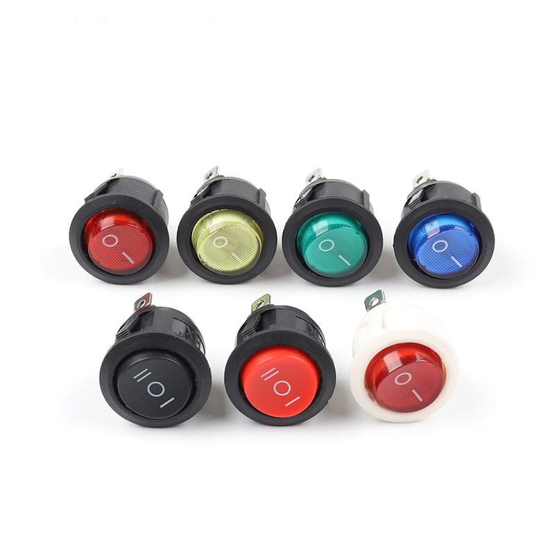 BEST 5PCS 23MM KCD1 Round Rocker Switch 2/3Pin ON-OFF-ON 2/3 Position 6A/250VAC 10A/125VAC SPST LED 