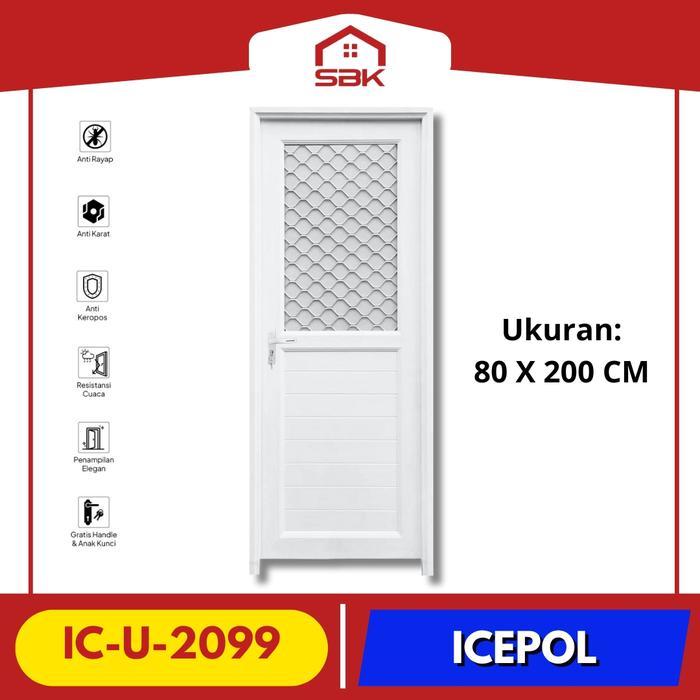 Pintu Kamar Mandi Pintu UPVC Pintu Outdoor Kaca 80x200 Icepol
