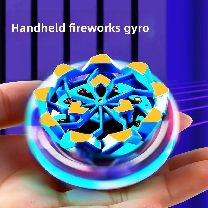 Glowing Handheld Fireworks Top Spinning Top Battle Explos Rotation Stress Relief Toy For Boys