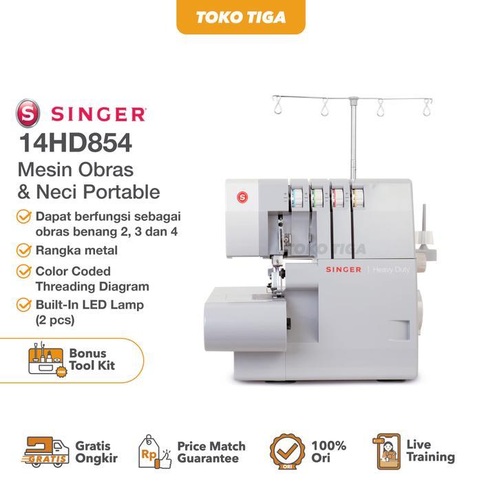 SINGER 14HD854 HEAVY DUTY + BONUS ( Mesin Obras dan Neci )