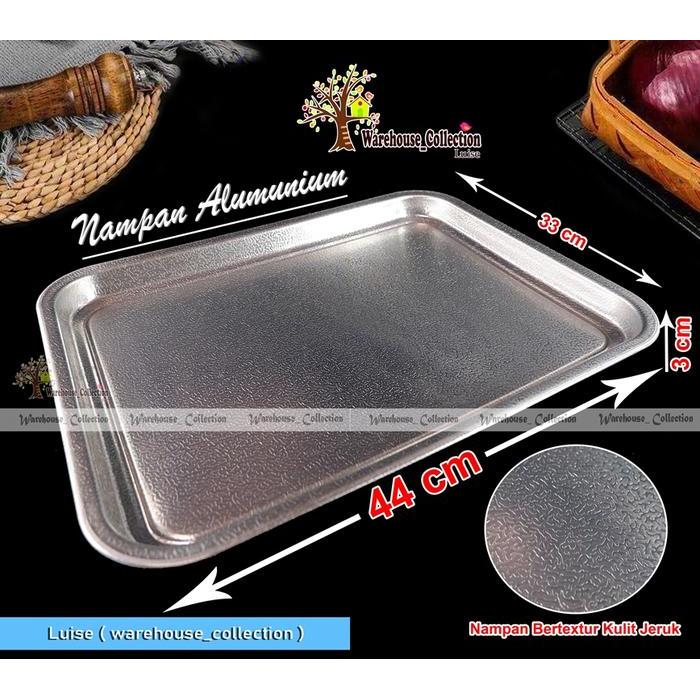 Nampan Aluminium Bukan Merk Halcoo Ukuran 44 X 33Cm Besar// Baki Tebal Aluminium Anti Karat.