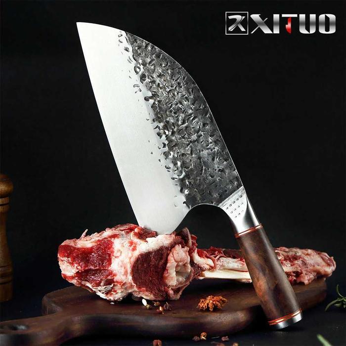 Pisau Dapur Pemotong Daging Super Tajam Carbon Steel Original Jepang