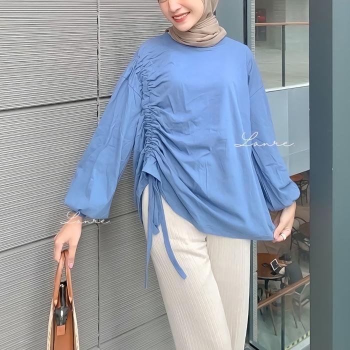 Senorita Blouse Serut Bahan Kaos Nyaman Blus Murah Polos Cantik Combed Atasan Wanita Muslim Basic