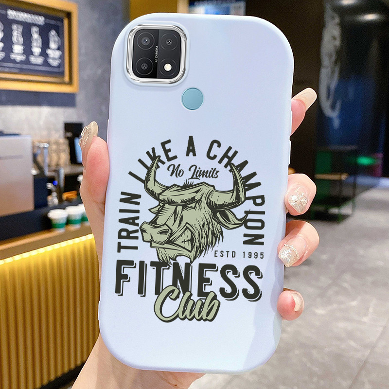 Casing Hp Untuk OPPO A15 A15s A35 4G Case Casing Lukis kepala sapi pola Kesing HP Cesing bulat gemuk