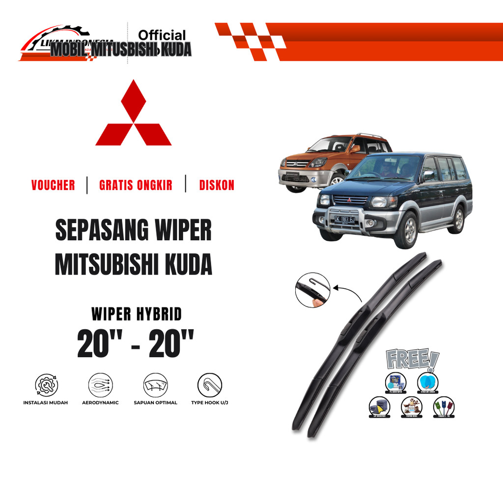 Wiper Mitsubishi Kuda Hybrid Kaca Depan Mobil Free 5 Bonus
