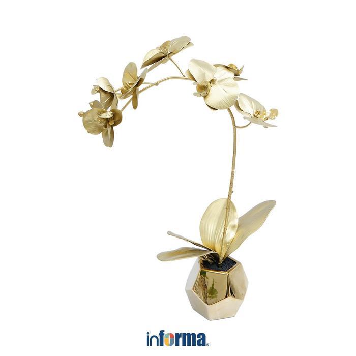 Informa Tanaman Artifisial Orchid Pf1002 - Gold Dekorasi Rumah Pajangan Meja Bunga Plastik Hiasan