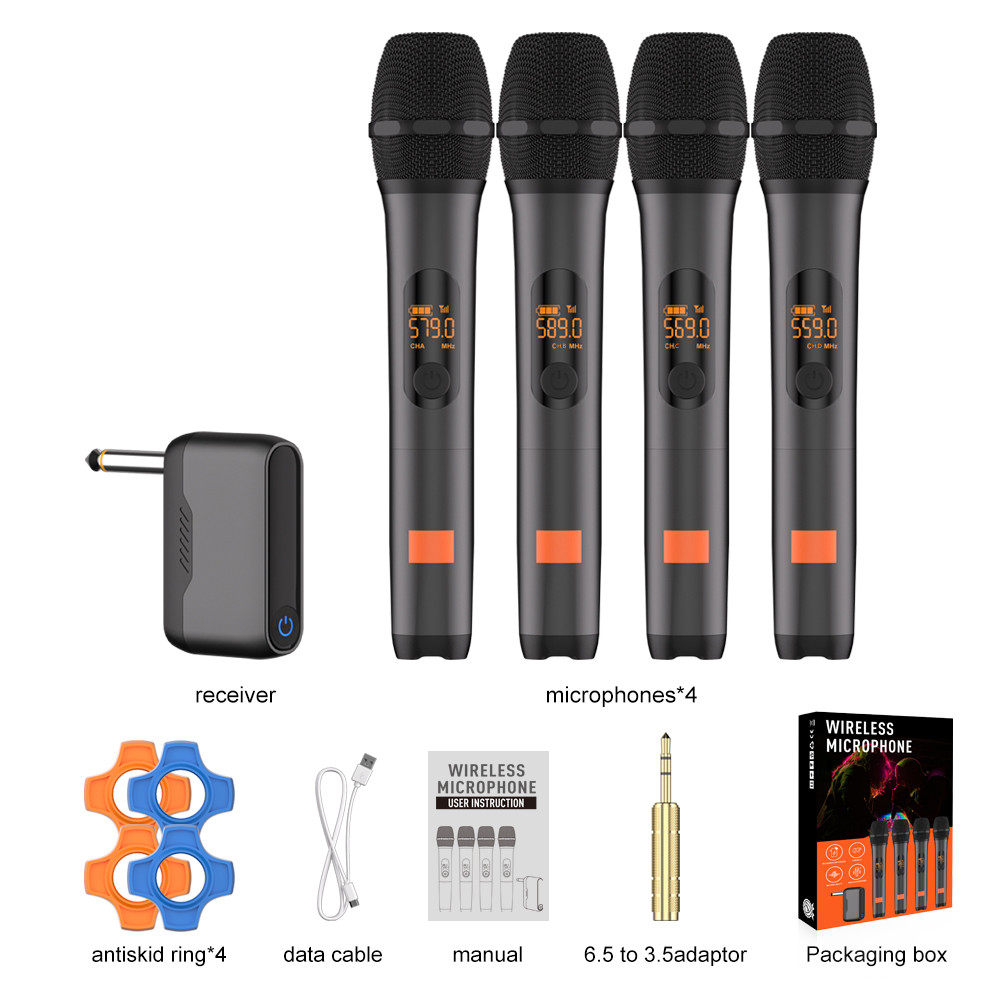 Wireless Microphone M23-4 UHF Recording Universal Karaoke Mic With Lithium Battery Receiver For