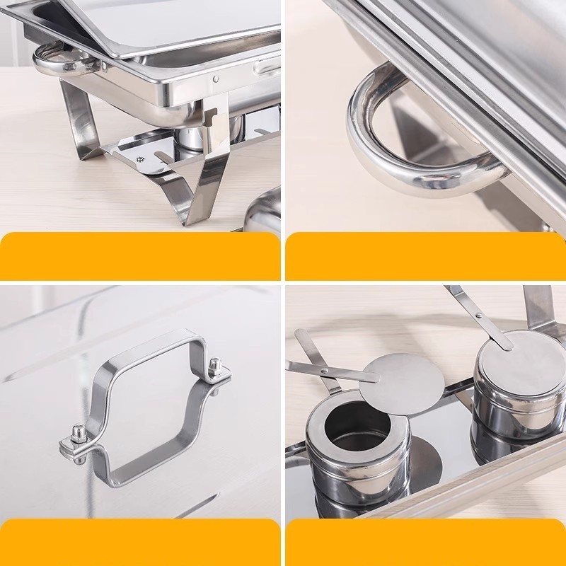 Chafing Dish Buffet Set 2 Grid Stainless Steel Rectangular Catering Chafer Warmer Set Buffet Dishes