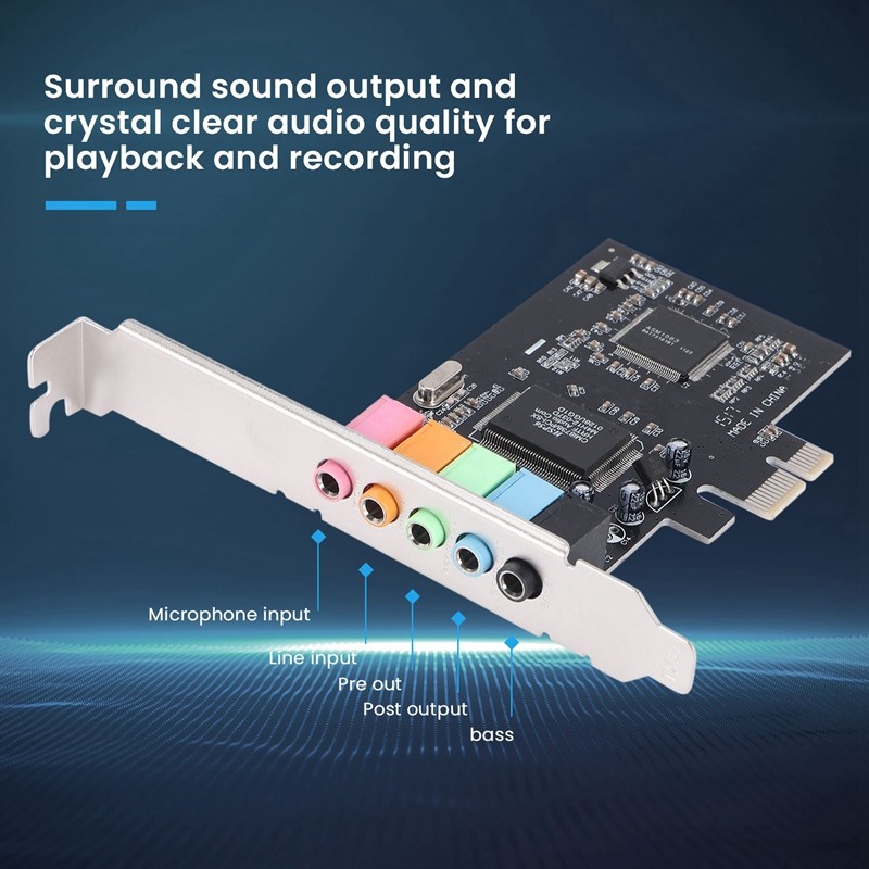 Pcie Sound Card 5.1, PCI Express Surround Card 3D Stereo Audio With High Sound Performance PC Sound