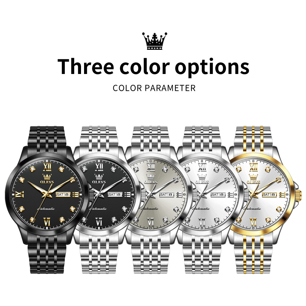 OLEVS ORIGINAL BRAND MEN'S AUTOMATIC WATCH FASHION BUSINESS WATCH FOR MAN WEEKLY CALENDAR WATERPROOF