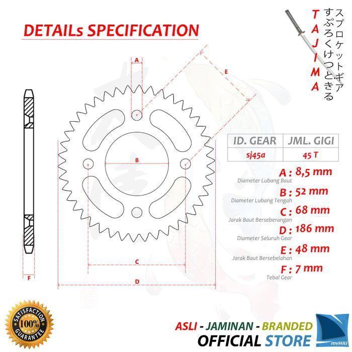 GIGI TARIK 428-45T SUZUKI SATRIA FU BARONG GIR SPROCKET GEAR TAJIMA