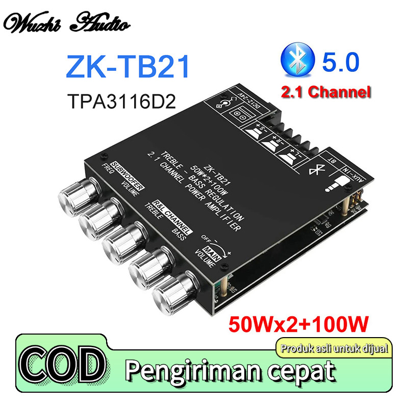 b_ZK TB21 Subwoofer Amplifier Board Bluetooth 5 0 TPA3116D2 2 1 Channel 50W x 2 + 100W 200W Total Ou