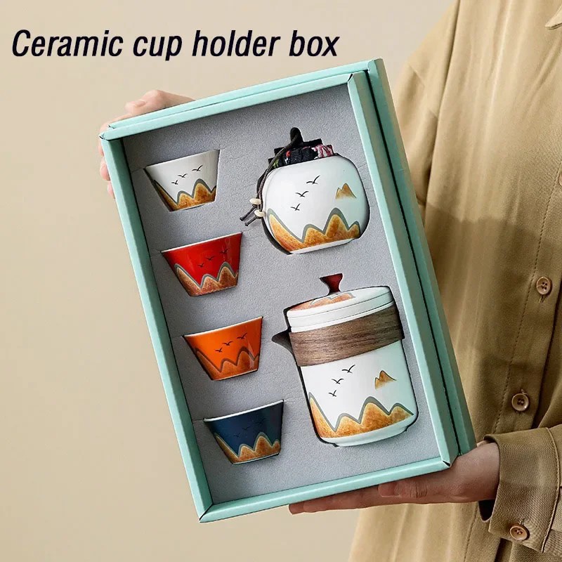Gift Box,Chinese Style Ceramic Tea Cup,Porcelain Ceramic Teapot, Tea Canister,Espresso Cu,Pottery