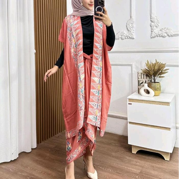 setelan outer batik rok lilit rayon premium