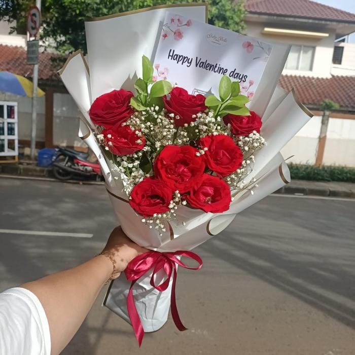 Buket bunga palsu bunga mawar merah bunga lateks bunga mawar handbuket merah bunga meja rangkaian