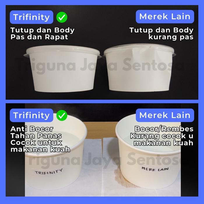 Paper Bowl 360Ml 500Ml 650Ml 800Ml Hanya Body Mangkok Kertas Dus Gojek Medan