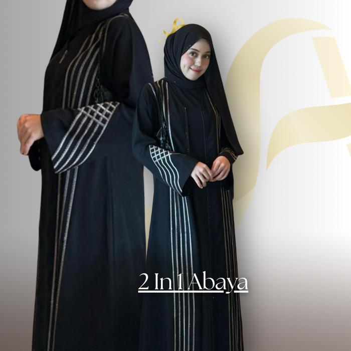 Ameera Abaya Amani Terbaru Hitam Bordir Rhinestone Gamis Muslim Wanita Syari Sifon Basic Dress