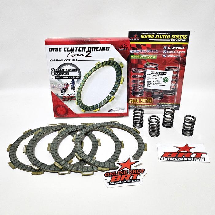 Paket Kampas Kopling & Per Kopling Brt C100 Supra X Supra Fit Win Astrea Legenda Revo Old Lama Gen 2
