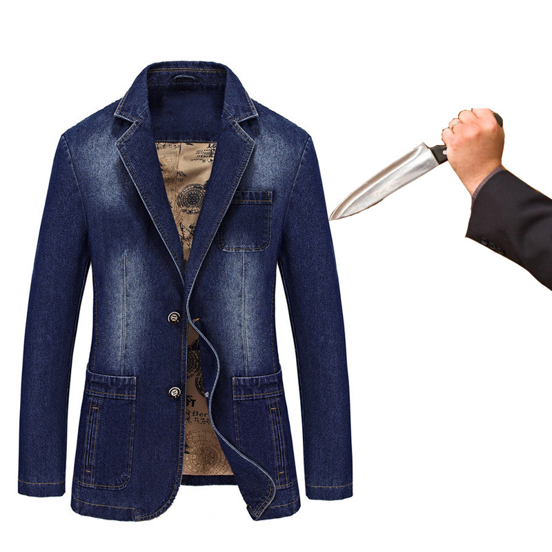 Self-Defense Anti-Hacking Protection Denim Suit Stab-Proof Invisible Soft Casual Jacket Fbi Swat Pol