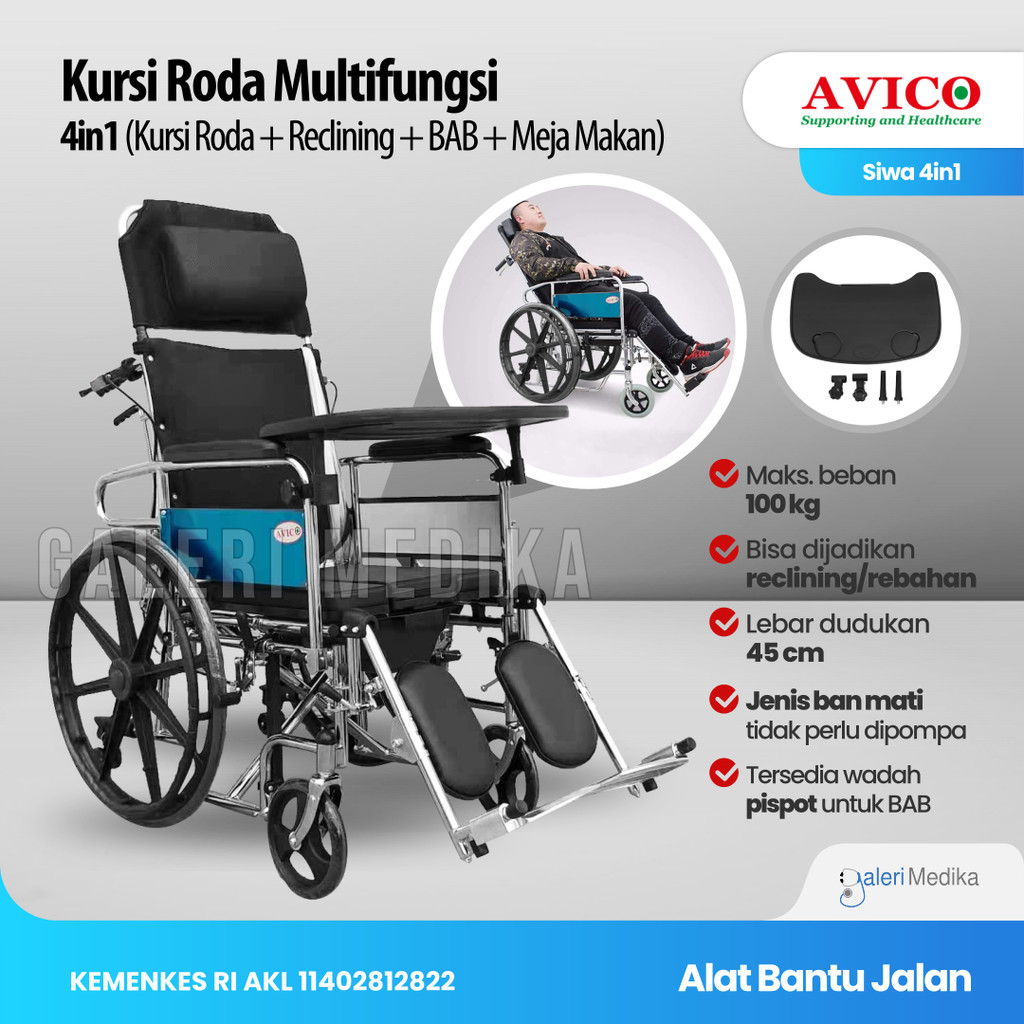 Kursi Roda 4in1 Avico Siwa - Kursi Roda Multifungsi