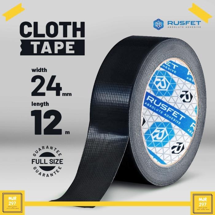 LAKBAN KAIN CLOTH TAPE ISOLASI WARNA HITAM RUSFET VARIAN UKURAN